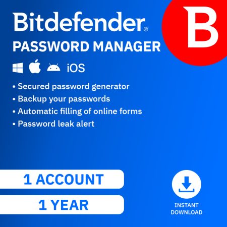 Bitdefender Password Manager 1 Account Unlimited Devices 1 Year