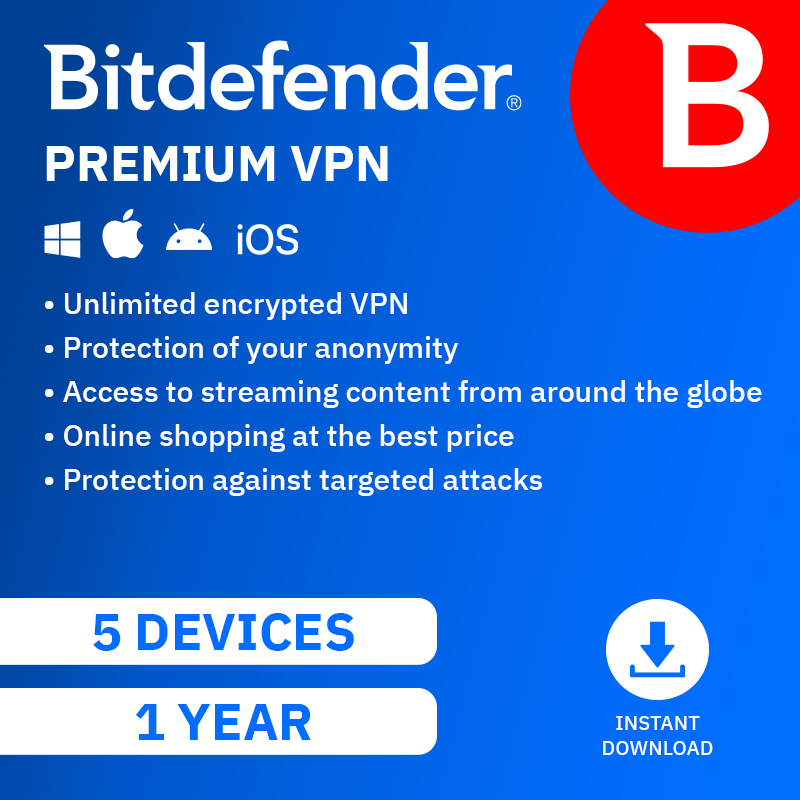 Bitdefender Premium VPN 5 Devices 1 Year
