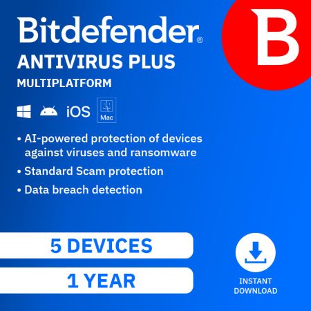 Bitdefender Antivirus Multiplatform 5 Devices 1 Year